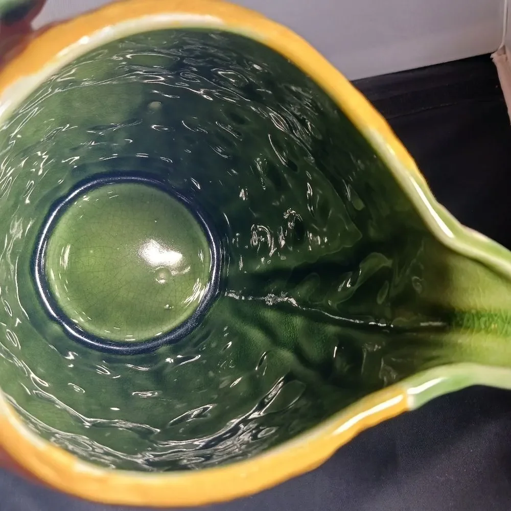 Antique Majolica Style Ceramic Lemonade Pitcher